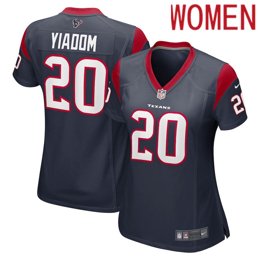 Women Houston Texans #20 Isaac Yiadom Nike Navy Game NFL Jersey->women nfl jersey->Women Jersey